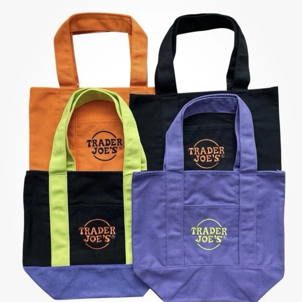 Limited Edition Trader Joe’s Halloween 4 mini canvas bags tote trick or treat - Picture 1 of 6